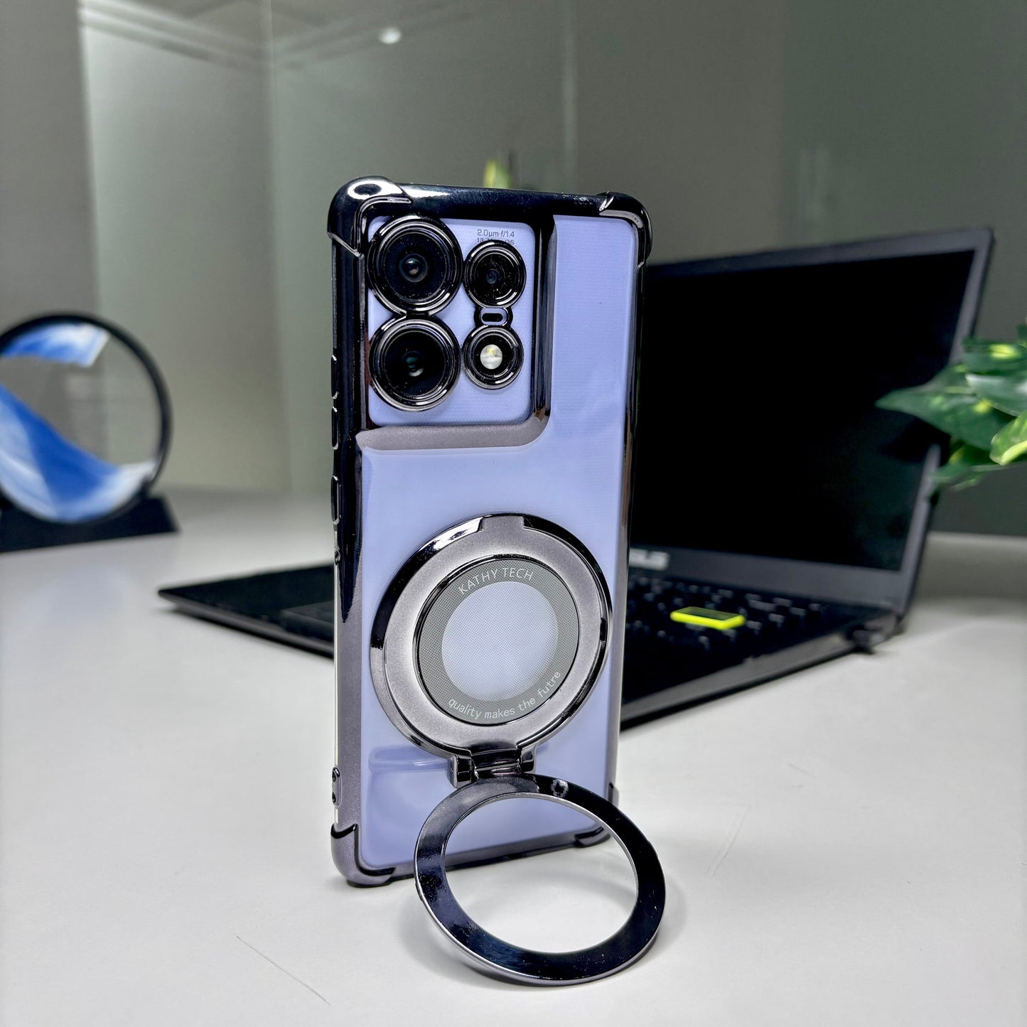 Motorola Edge 50 Pro 5G Original Luxury Magnifier Ring Stand Shockproof Airbags Corner Case