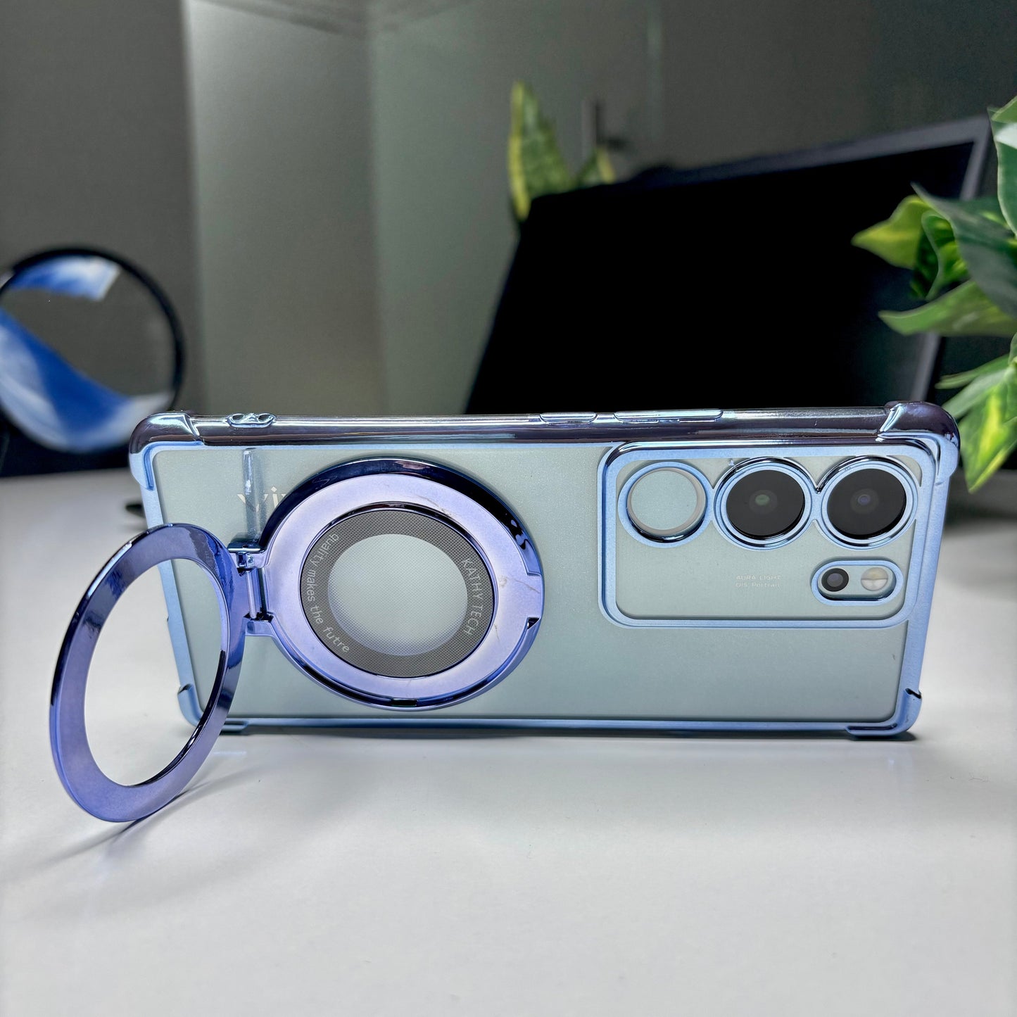 Vivo V29 5G Original Luxury Magnifier Ring Stand Shockproof Airbags Corner Case