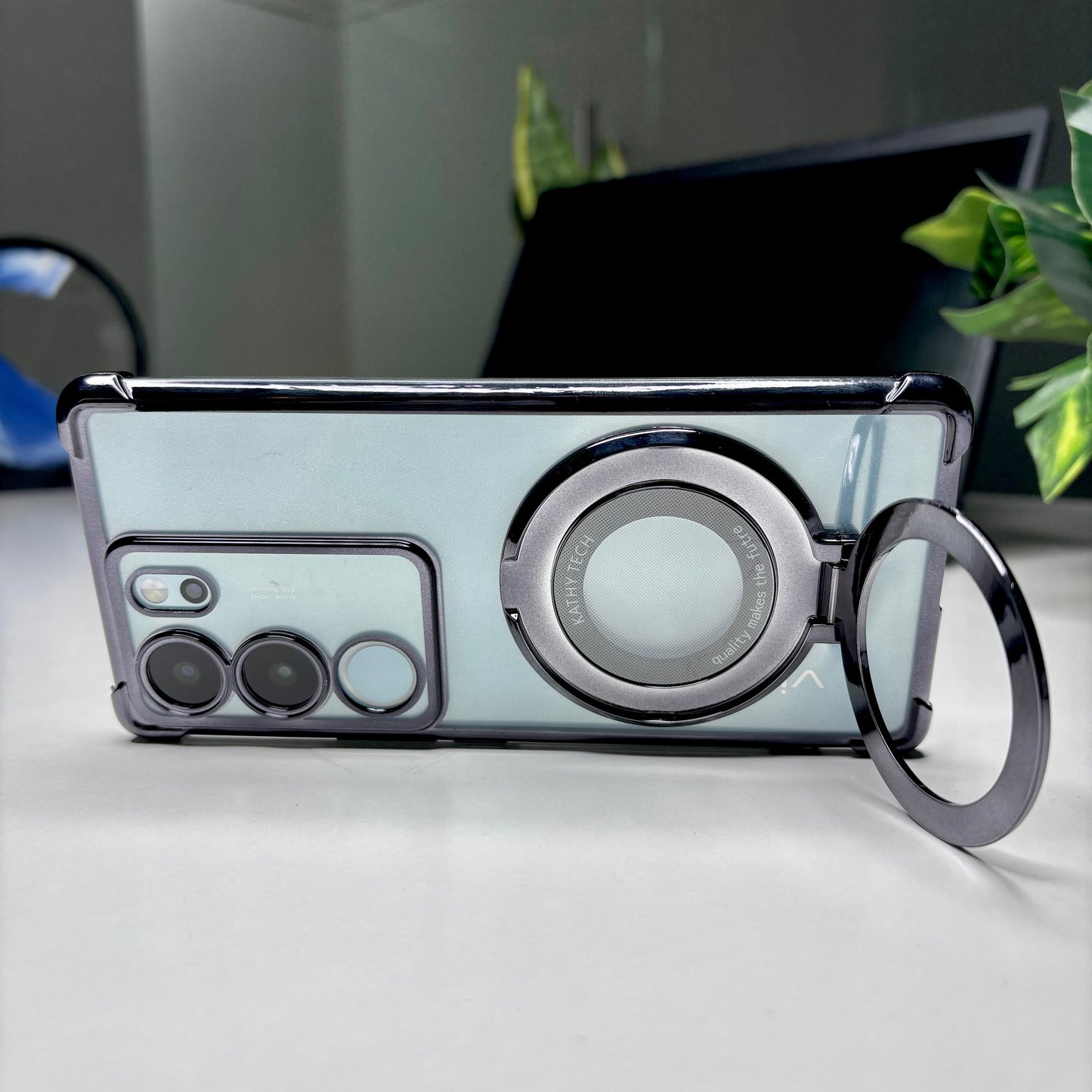 Vivo V29 5G Original Luxury Magnifier Ring Stand Shockproof Airbags Corner Case