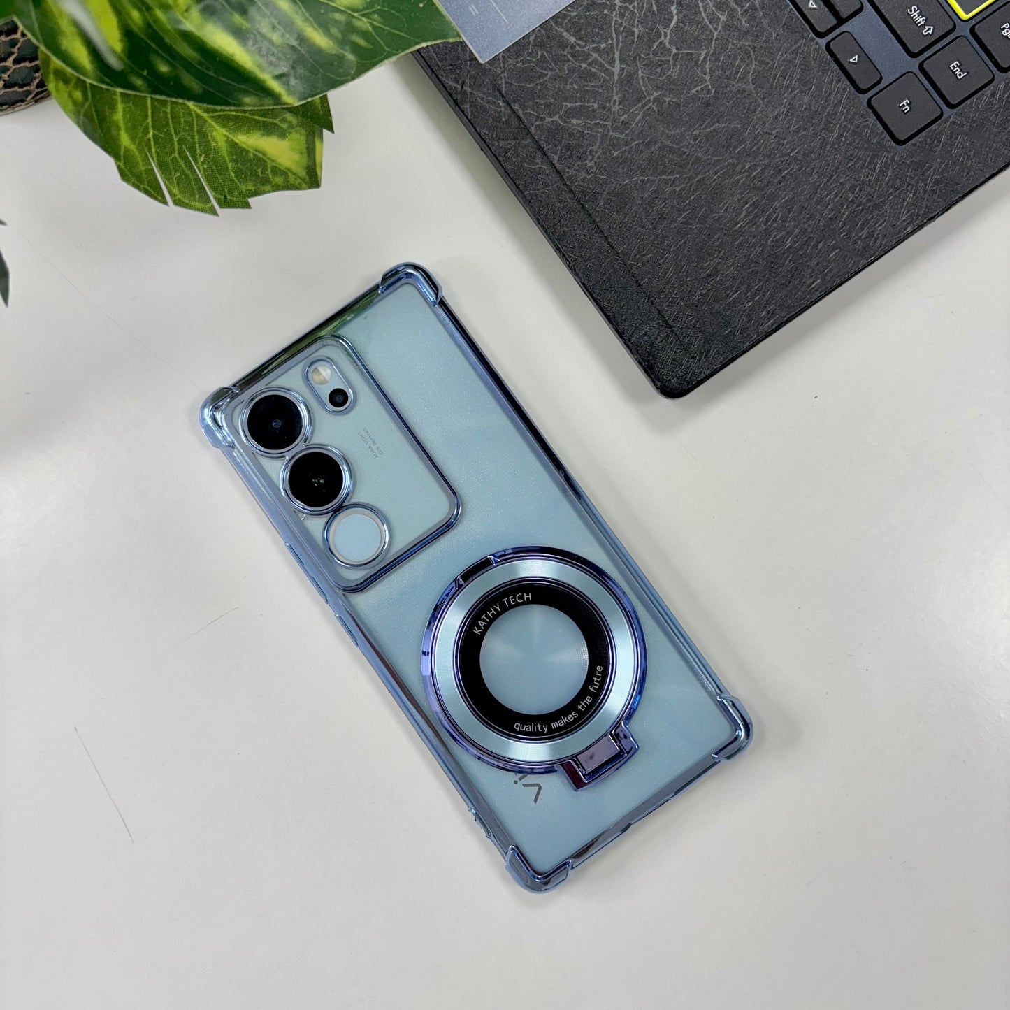 Vivo V29 5G Original Luxury Magnifier Ring Stand Shockproof Airbags Corner Case