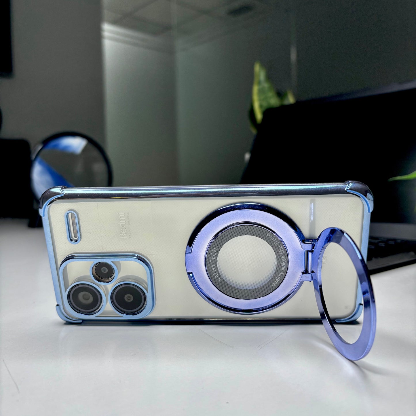 Redmi Note 13 Pro+ 5G Original Luxury Magnifier Ring Stand Shockproof Airbags Corner Case