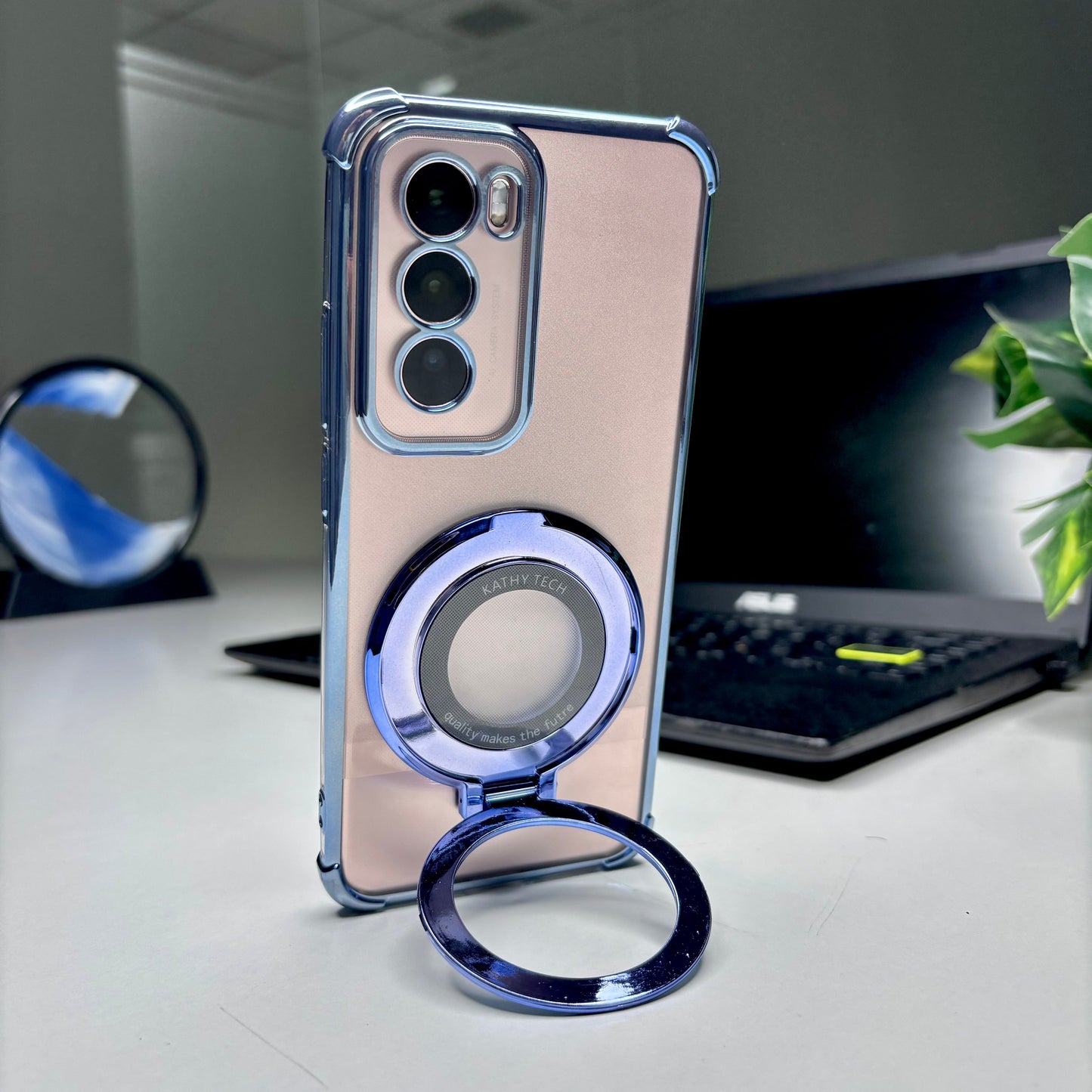 Oppo Reno12 Pro 5G Original Luxury Magnifier Ring Stand Shockproof Airbags Corner Case