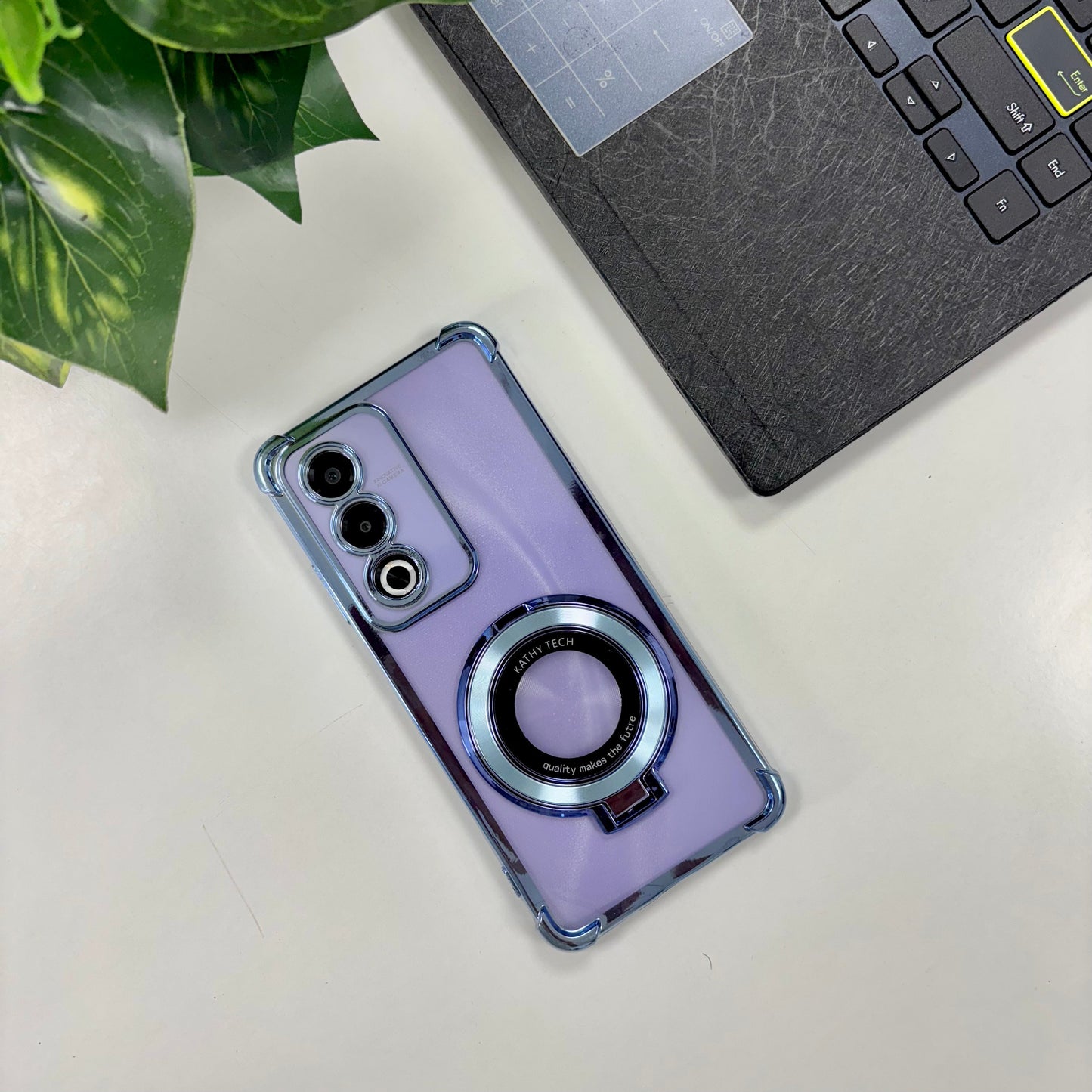 Oppo A3 Pro 5G Original Luxury Magnifier Ring Stand Shockproof Airbags Corner Case