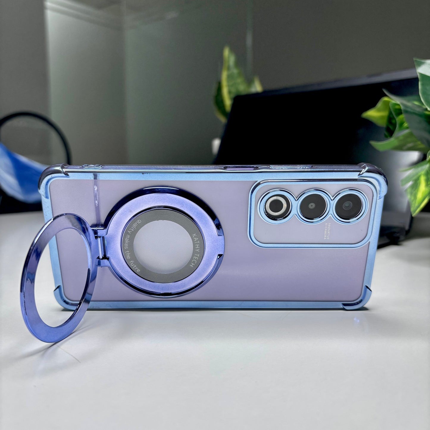 Oppo A3 Pro 5G Original Luxury Magnifier Ring Stand Shockproof Airbags Corner Case