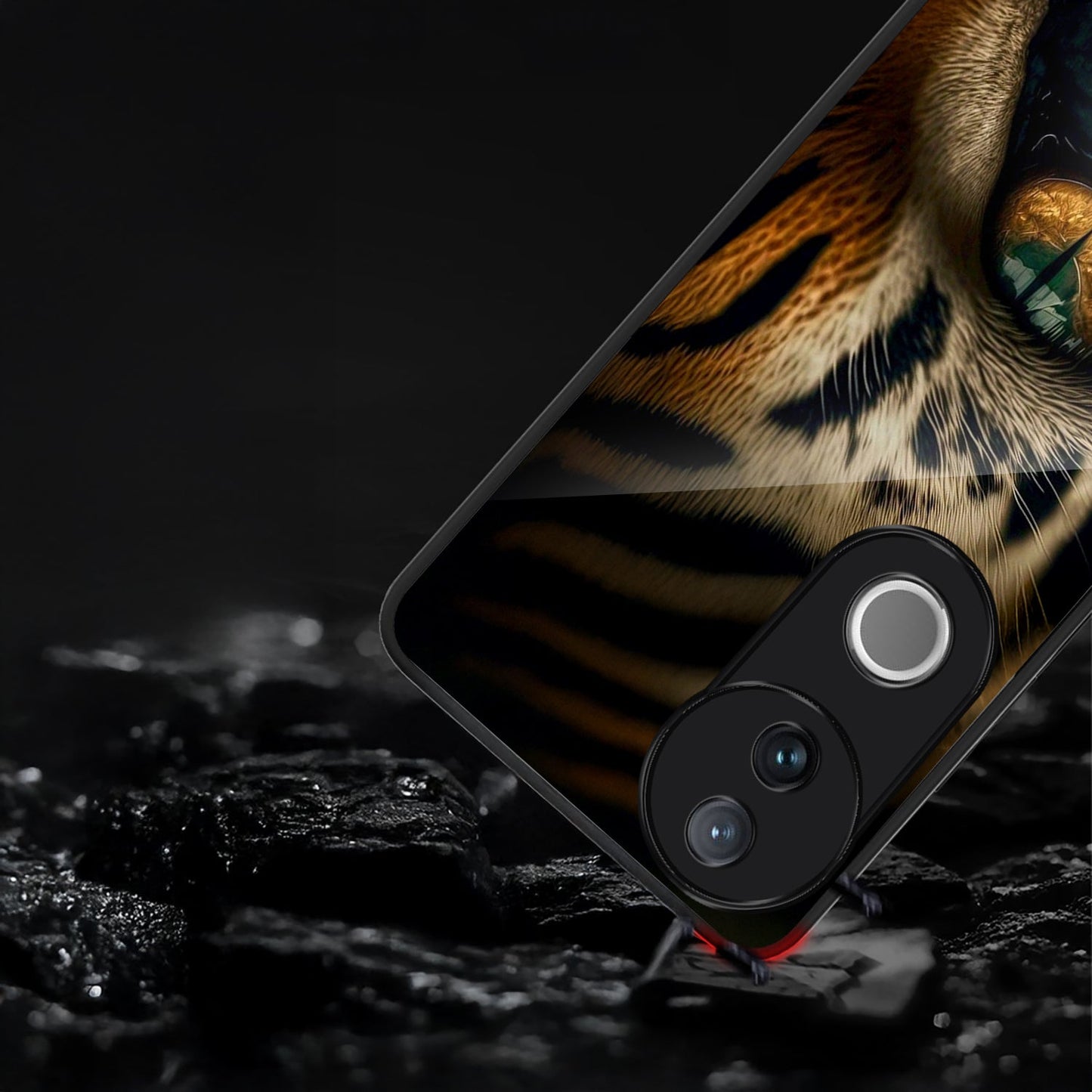 Vivo V50 5G Premium Acrylic Shockproof Glass Back Case (Tiger’s Gaze)