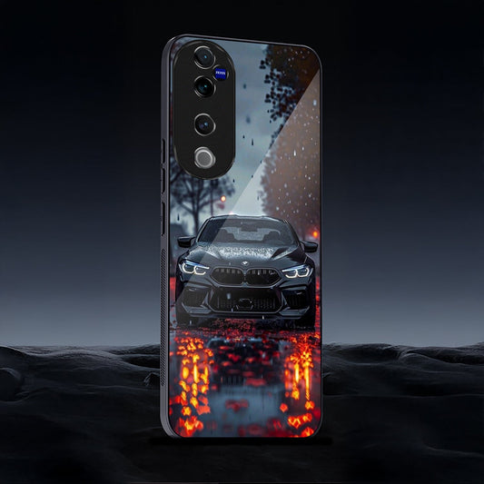 Vivo V40 Pro 5G Premium Acrylic Shockproof Glass Back Case (Black Phantom)