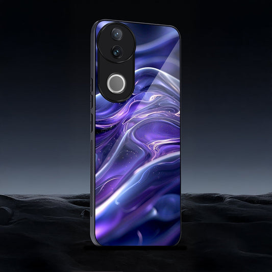 Vivo V50 5G Premium Acrylic Shockproof Glass Back Case (Purple Swirl)