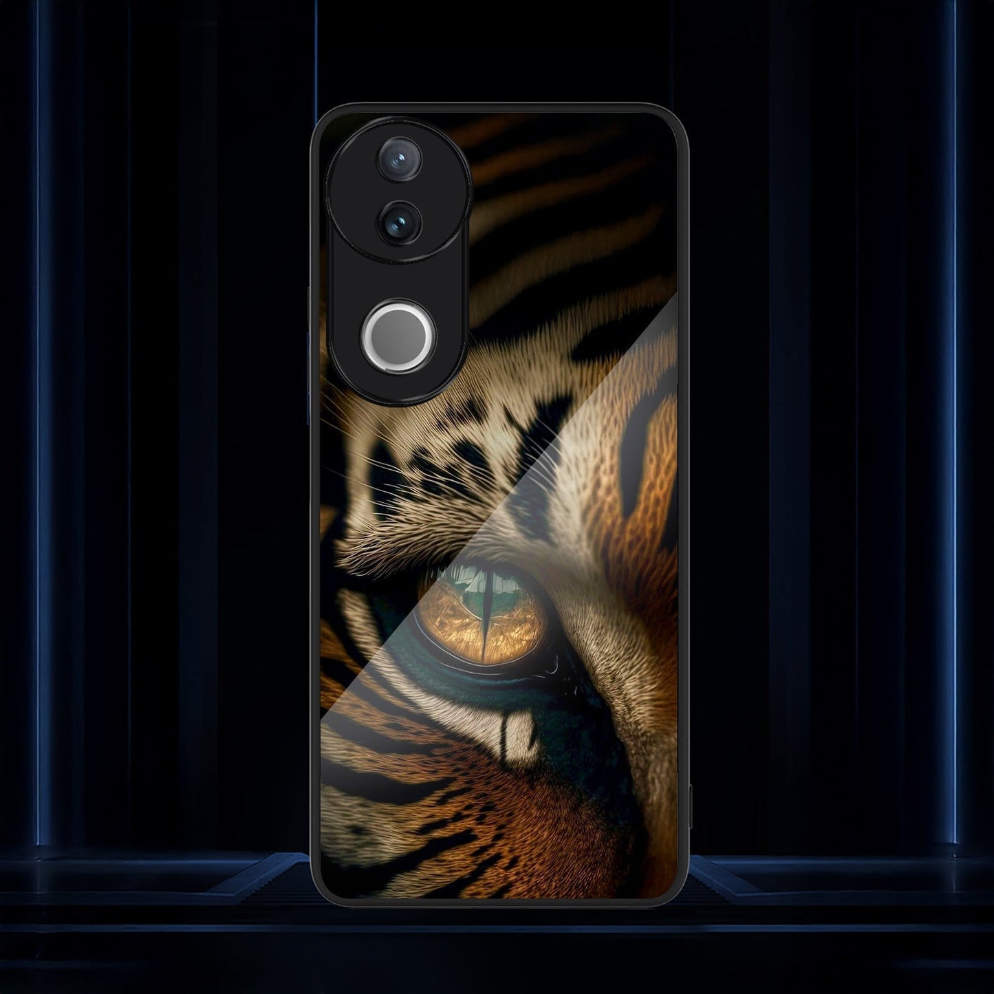 Vivo V50 5G Premium Acrylic Shockproof Glass Back Case (Tiger’s Gaze)