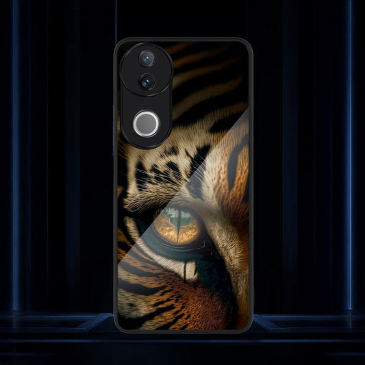 Vivo V50 5G Premium Acrylic Shockproof Glass Back Case (Tiger’s Gaze)