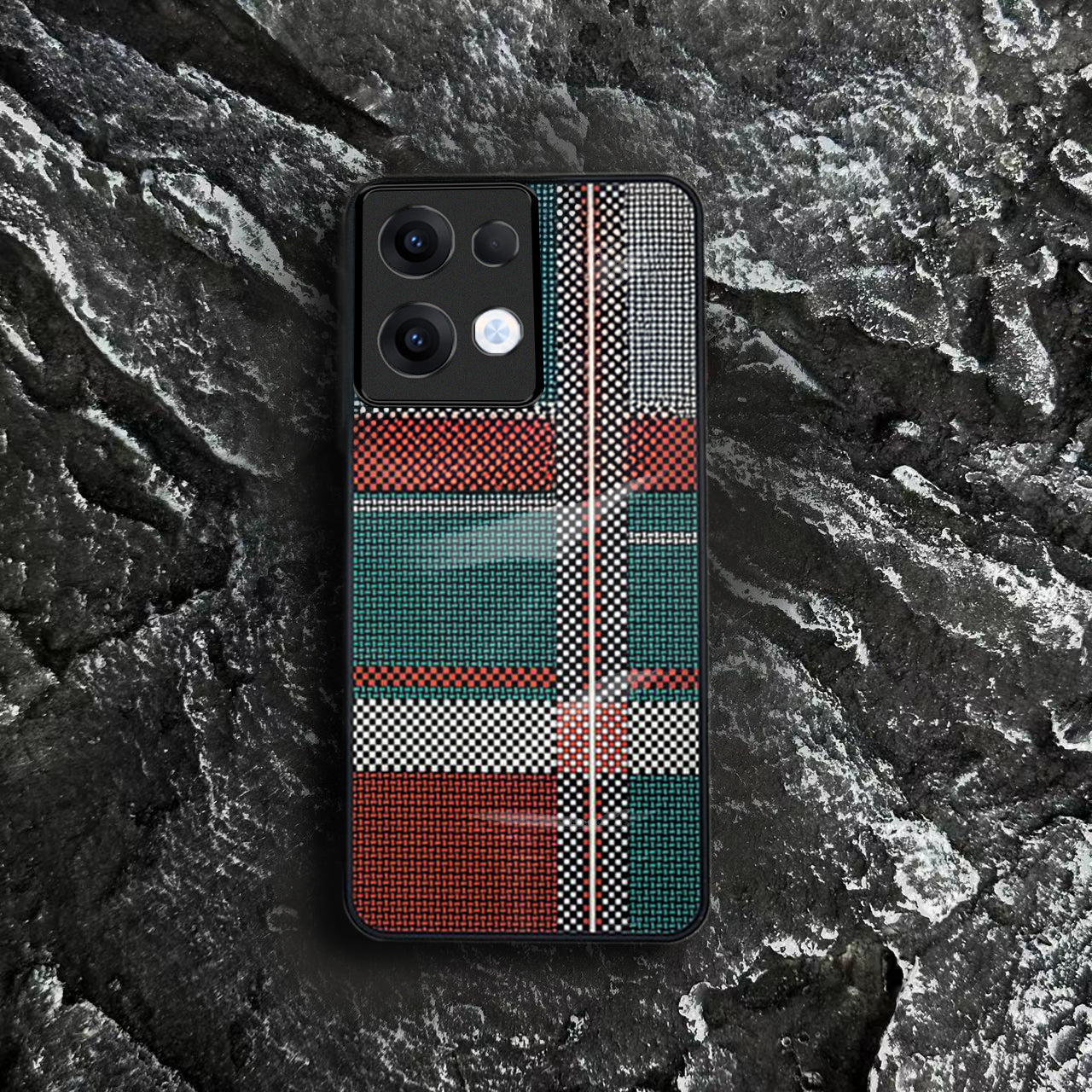 Oppo Reno13 Luxury Grid Pattern Glass Back Shockproof Case
