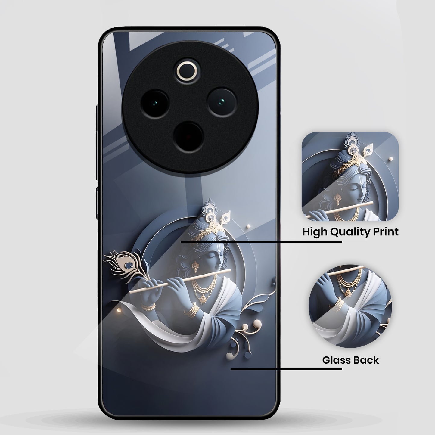 Vivo T4 5G Premium Acrylic Shockproof Glass Back Case (Krishna)