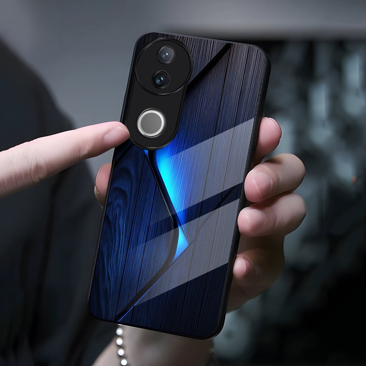 Vivo V50 5G Premium Acrylic Shockproof Glass Back Case (Blue Gradient)